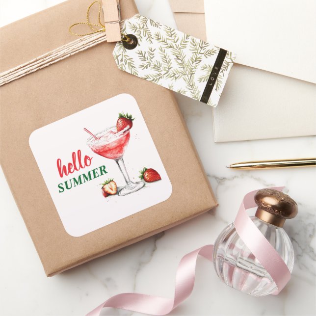 Bonjour l'été | Autocollant Cocktail Fraise (Cadeaux)
