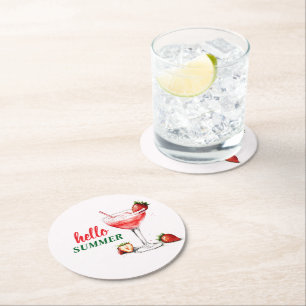 Bonjour l'été Cocktail de fraises Sous-verre en