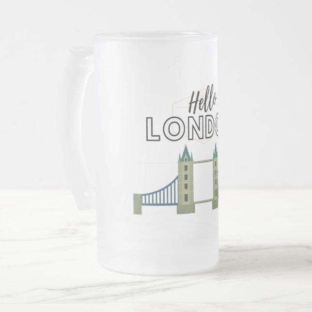 Bonjour Londres Frosted Glass Beer Mug (Devant gauche)