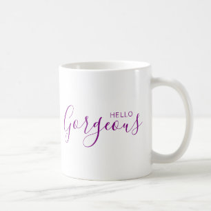 Bonjour magnifique purple Script moderne café Mug