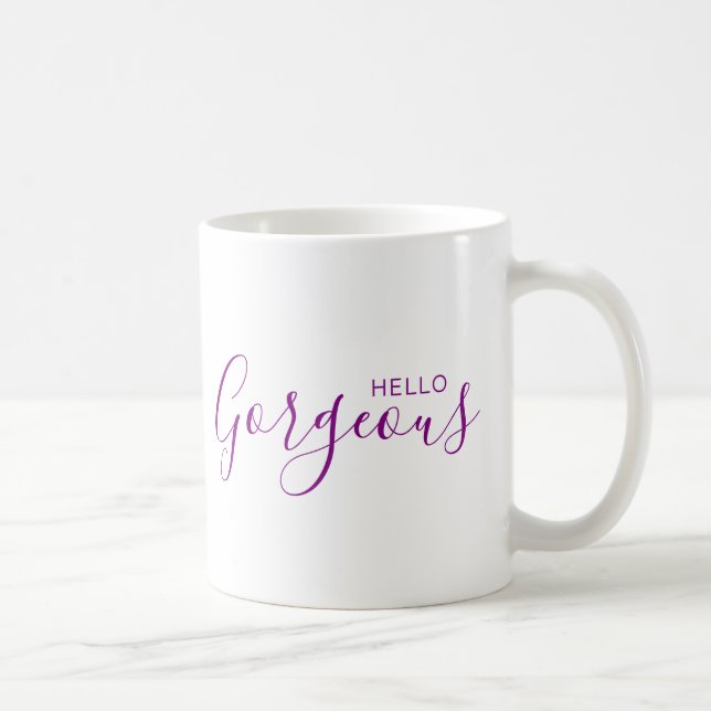 Bonjour magnifique purple Script moderne café Mug (Droite)