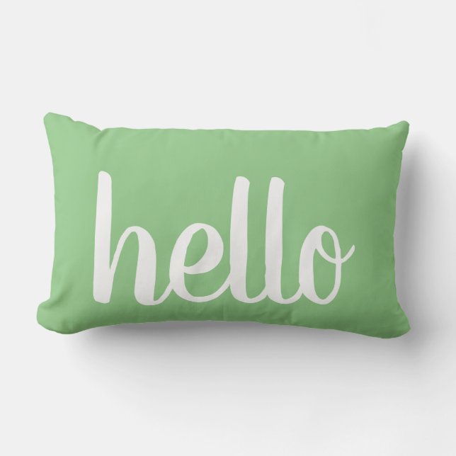Bonjour Mint Green Typographie Lumbar Coussin (Recto)