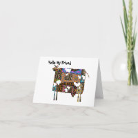 Bonjour mon ami - Carte de vœux pliée vache