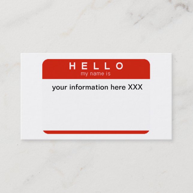 Bonjour mon nom est des cartes de visite (Devant)