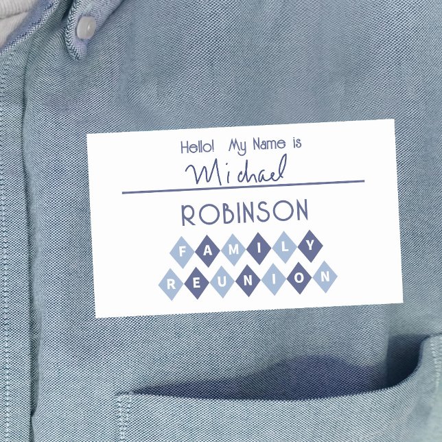 Bonjour Mon Nom est Étiquette d'Identification à R (Hello My Name is Write In Identification Tag Blue)