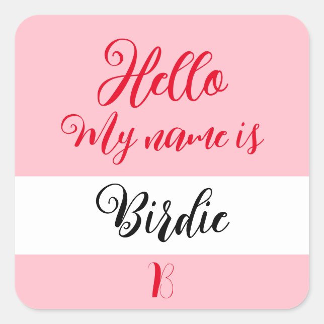 "Bonjour Mon Nom Est" Nom Badge Étiquette Sticker (Devant)