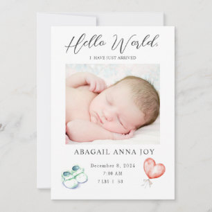 Bonjour Monde Je viens d'arriver Baby Faire-part