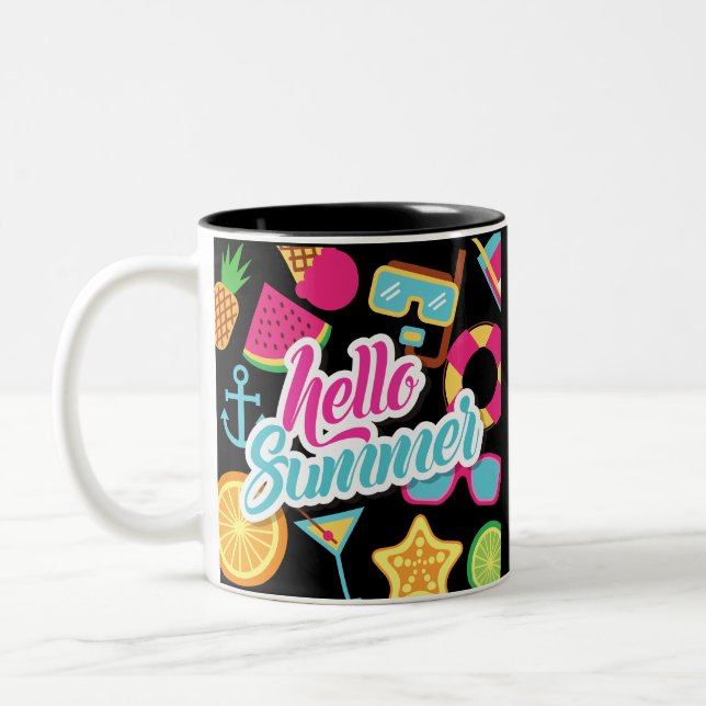 Bonjour Mug à café à deux tons été (Gauche)