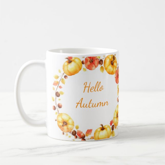 Bonjour Mug de café d'automne (Gauche)