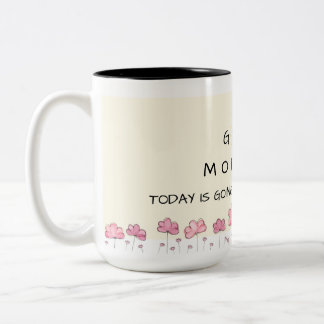 Bonjour mug floral - fleur rose - motivation