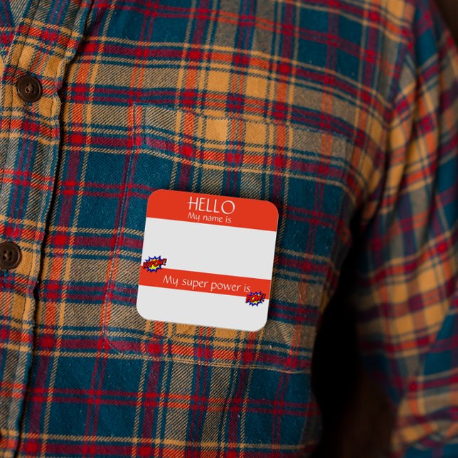 Bonjour Nom Balise Sticker Badge Funny Super Power (Créateur téléchargé)