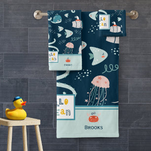 Bonjour Ocean Octopus Naute Bleu Enfant Salle de b