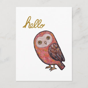 Bonjour Owl Funny Cute Owl Carte Postale Lettres à