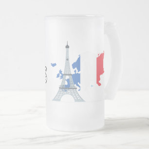 Bonjour Paris Frosted Glass Beer Mug