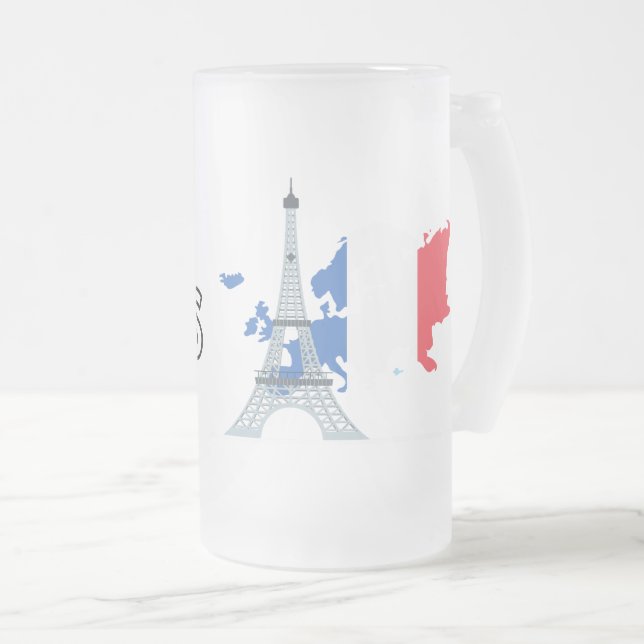 Bonjour Paris Frosted Glass Beer Mug (Devant droit)