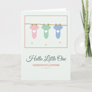Bonjour petite carte de nouveau-né pour bébé linge