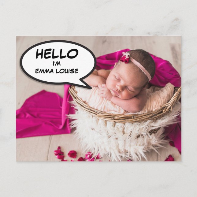 Bonjour photo moderne bébé fille Faire-part de nai (Devant)