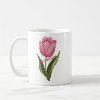 Bonjour Pink Tulip Floral Mug – Elegant Spring Flo