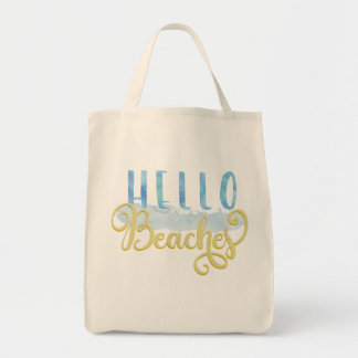 Bonjour plages - sac fourre-tout à été d'aquarelle