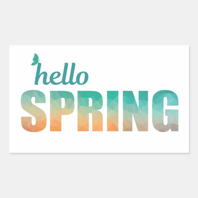 Bonjour Printemps autocollants rectangulaires. (Devant)