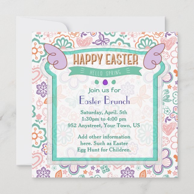 Bonjour Printemps Floral Pâques Invitation (Devant)