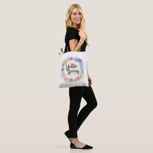 Bonjour Printemps | Sac de Shopping Décoré (Sur le modèle)