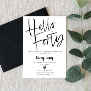 Bonjour Quarante 40ème anniversaire Invitation