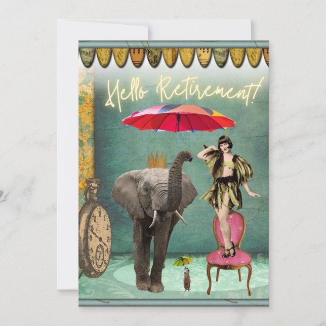 Bonjour Retraite Fun et Funky Flat Card (Devant)