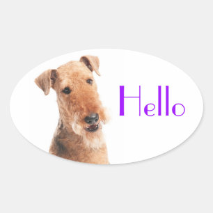 Bonjour / Salut Chien chiot Airedale Autocollant