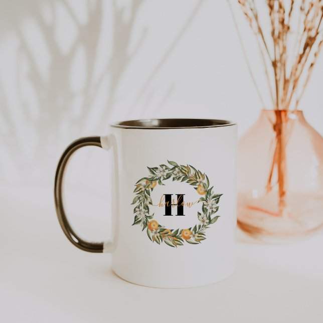 Bonjour Soleil | Mug de Café à Monogramme Citron (Créateur téléchargé)