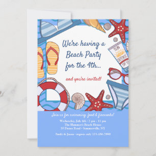 Bonjour Summer Beach Party Invitations