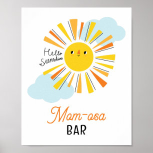 Bonjour Sunshine Baby shower Maman-osa Bar Poster