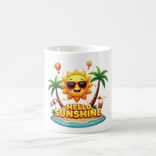 Bonjour Sunshine Cartoon Tropical Mug (Centre)