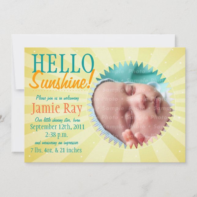 Bonjour Sunshine ! Faire-part bébé (Devant)