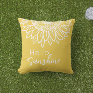 Bonjour Sunshine Sunflower Coussin extérieur
