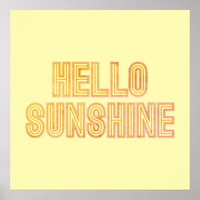 Bonjour Sunshine Typographie Poster jaune (Devant)