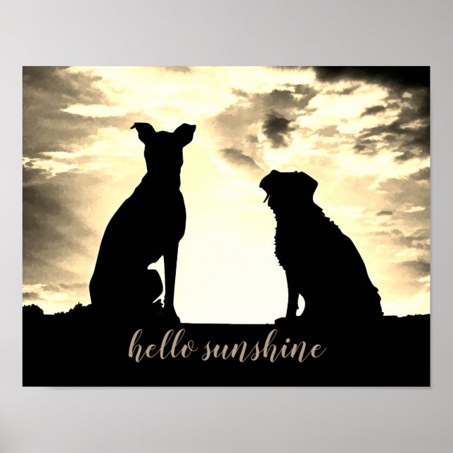 Bonjour sunshire poster de citation avec chiens (Devant)