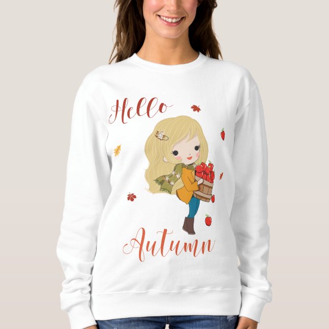 Bonjour sweatshirt d'automne pour filles et femmes (Devant)