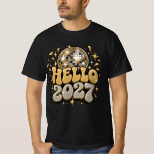 Bonjour T-Shirt Boule Disco Rétro 2027 Nouvel An