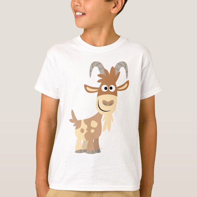"Bonjour !" T-shirt enfant chèvre en caricature mi (Devant)
