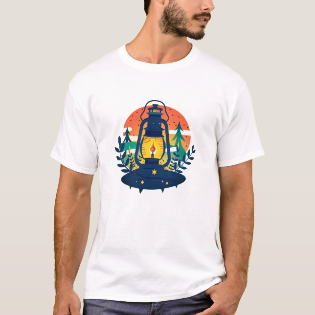 Bonjour T-Shirt Graphique Palmier Rétro Coucher de (Devant)
