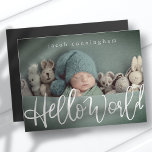 Bonjour tout le monde ! Jouer moderne Script Nouve<br><div class="desc">Laissez votre petit paquet de joie dire "Bonjour,  Monde" dans la typographie de script ludique. Ajouter le nom du bébé,  le jour de naissance,  le poids et le nom des parents</div>