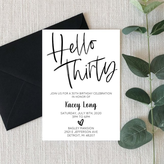 Bonjour trente 30e Invitation anniversaire (Créateur téléchargé)