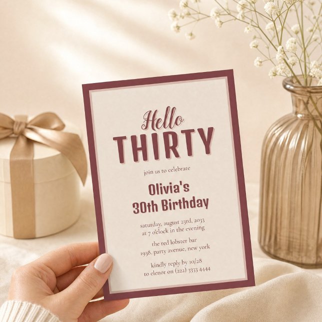 Bonjour Trente Invitations Anniversaire Script Bou (Créateur téléchargé)