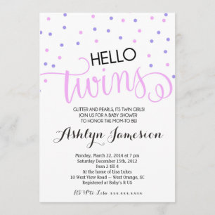 Bonjour Twins filles Baby shower Invitation