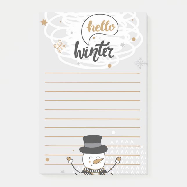 Bonjour Winter Snowman Post-It Notes (Devant)