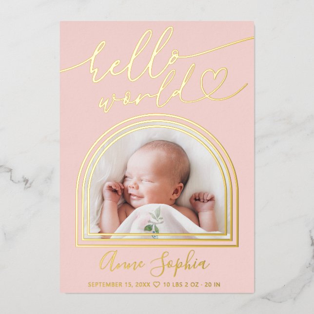 Bonjour World Arch Frame Faire-part de naissance (Recto)