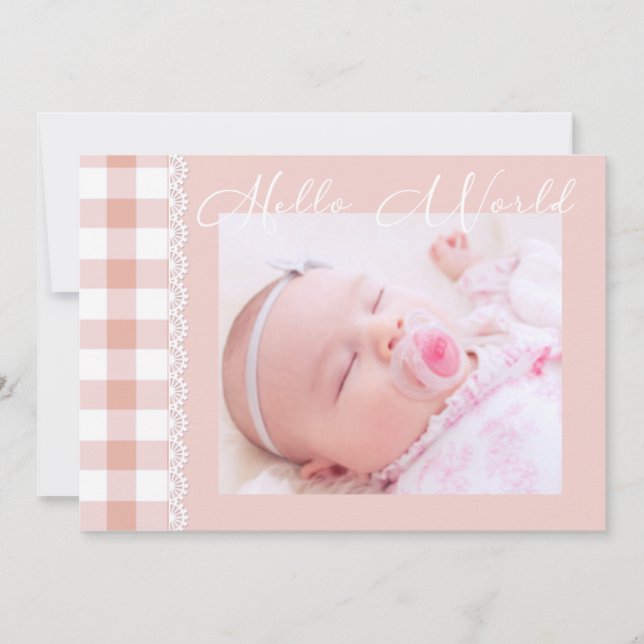 Bonjour World Baby Girl Faire-part de naissance (Devant)