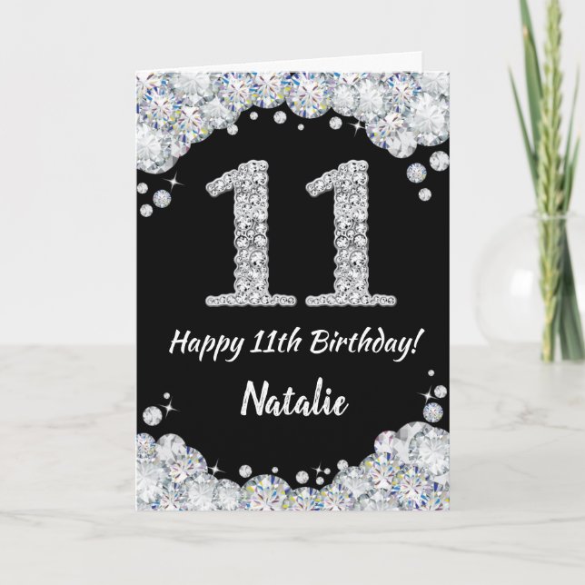 Bonne 11e anniversaire Carte Parties scintillant n (Devant)