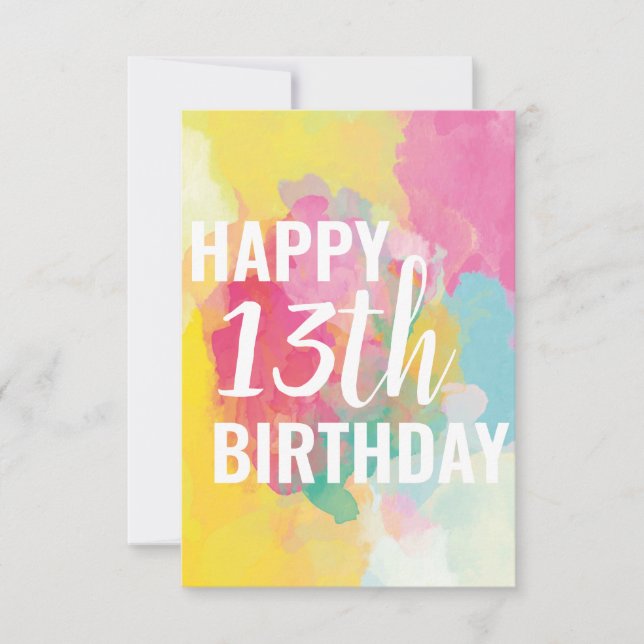Bonne 13e carte d'anniversaire ("Watercolor Gradie (Devant)